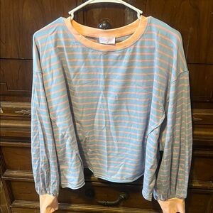 Pink Lily Blue and Peach Striped Tee